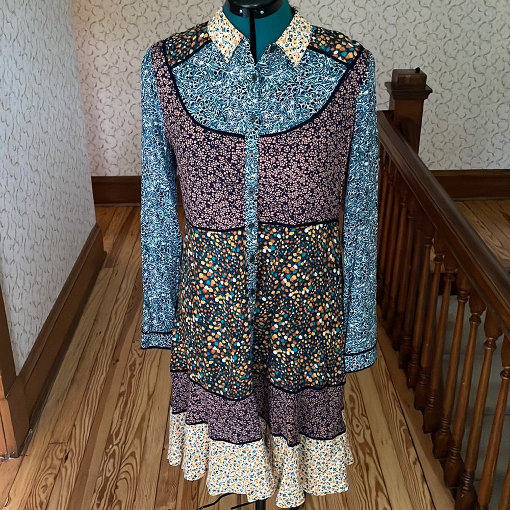 Anthropologie Multicolor Patchwork Midi Dress